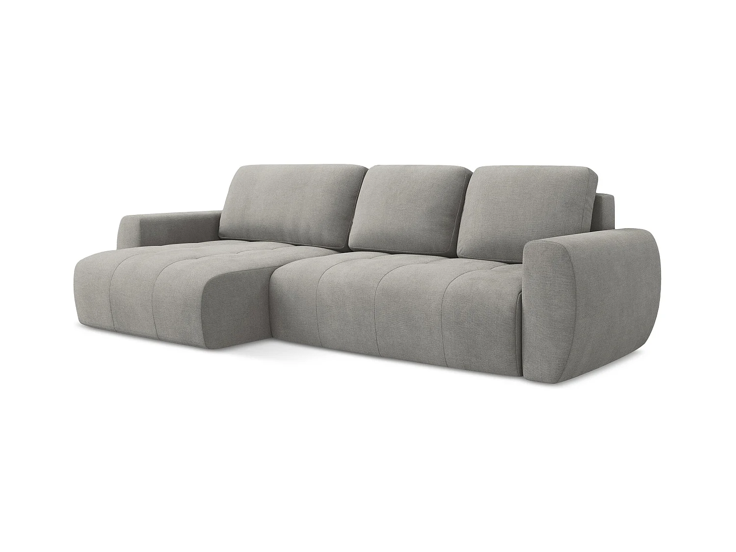Canapé d’angle 3 places gauche convertible en tissu texturé - beige gris - KIWI