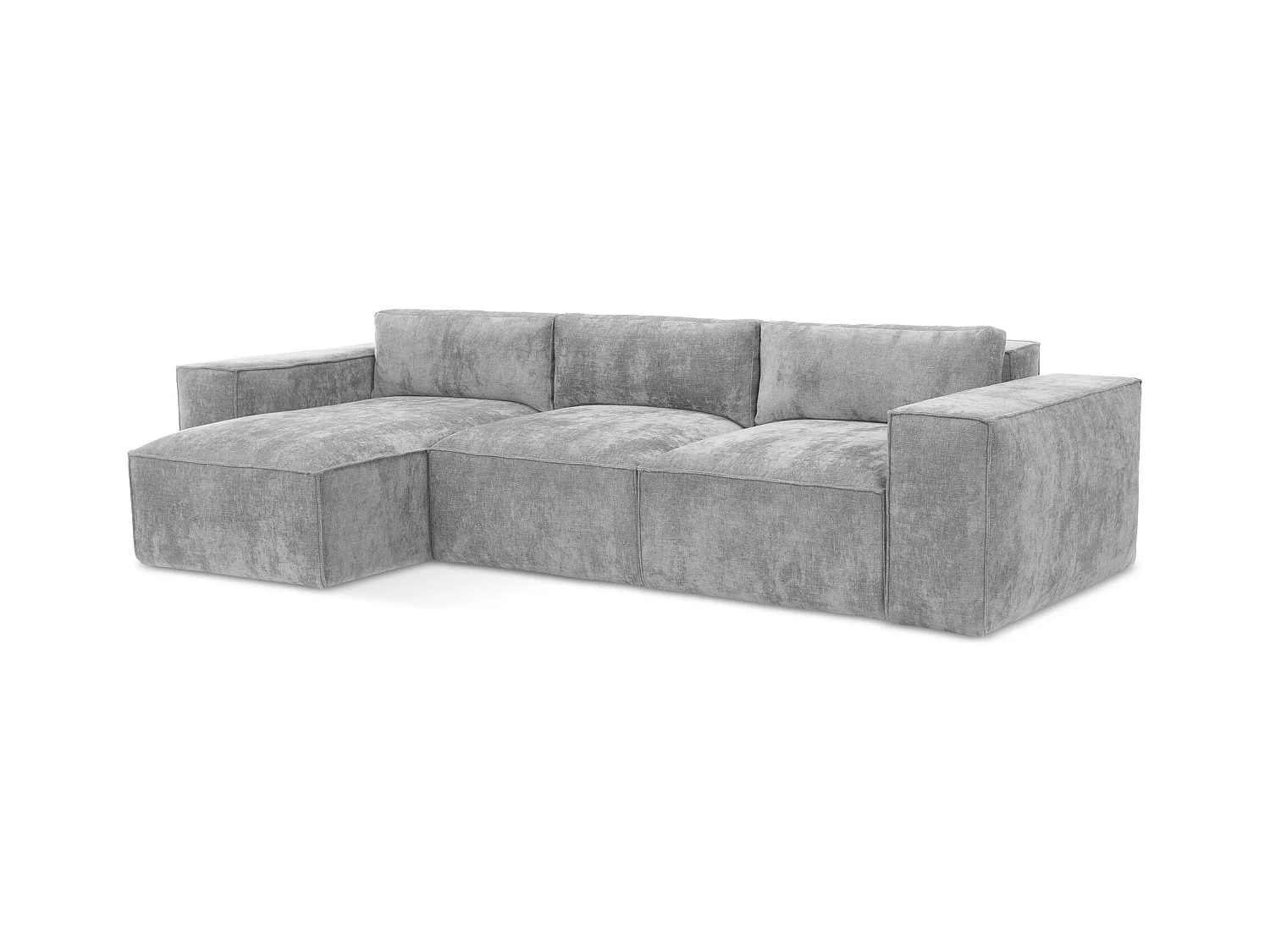 Canapé d’angle 3 places gauche convertible en tissu chenille - gris clair - HANA