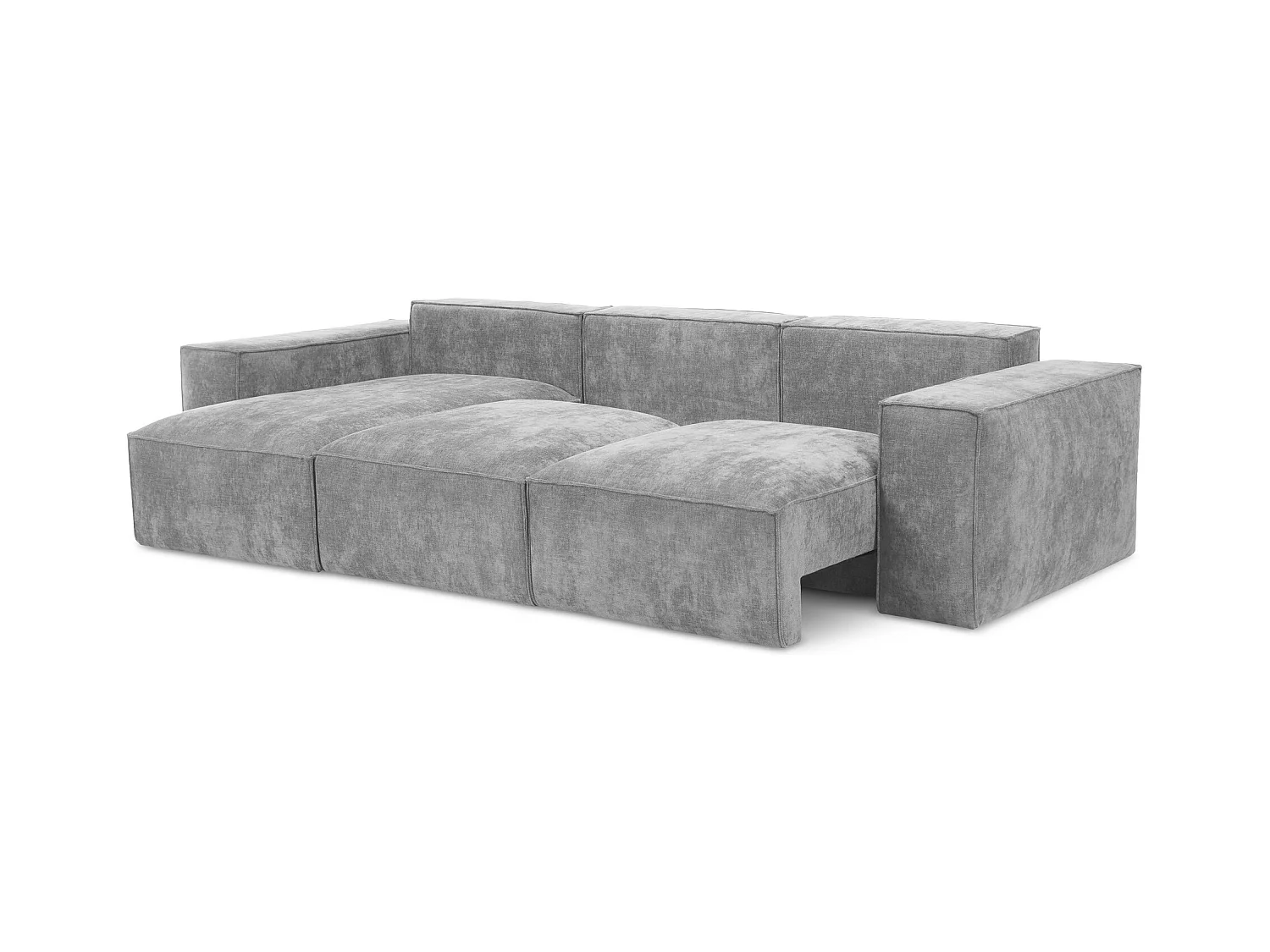 Canapé d’angle 3 places gauche convertible en tissu chenille - gris clair - HANA