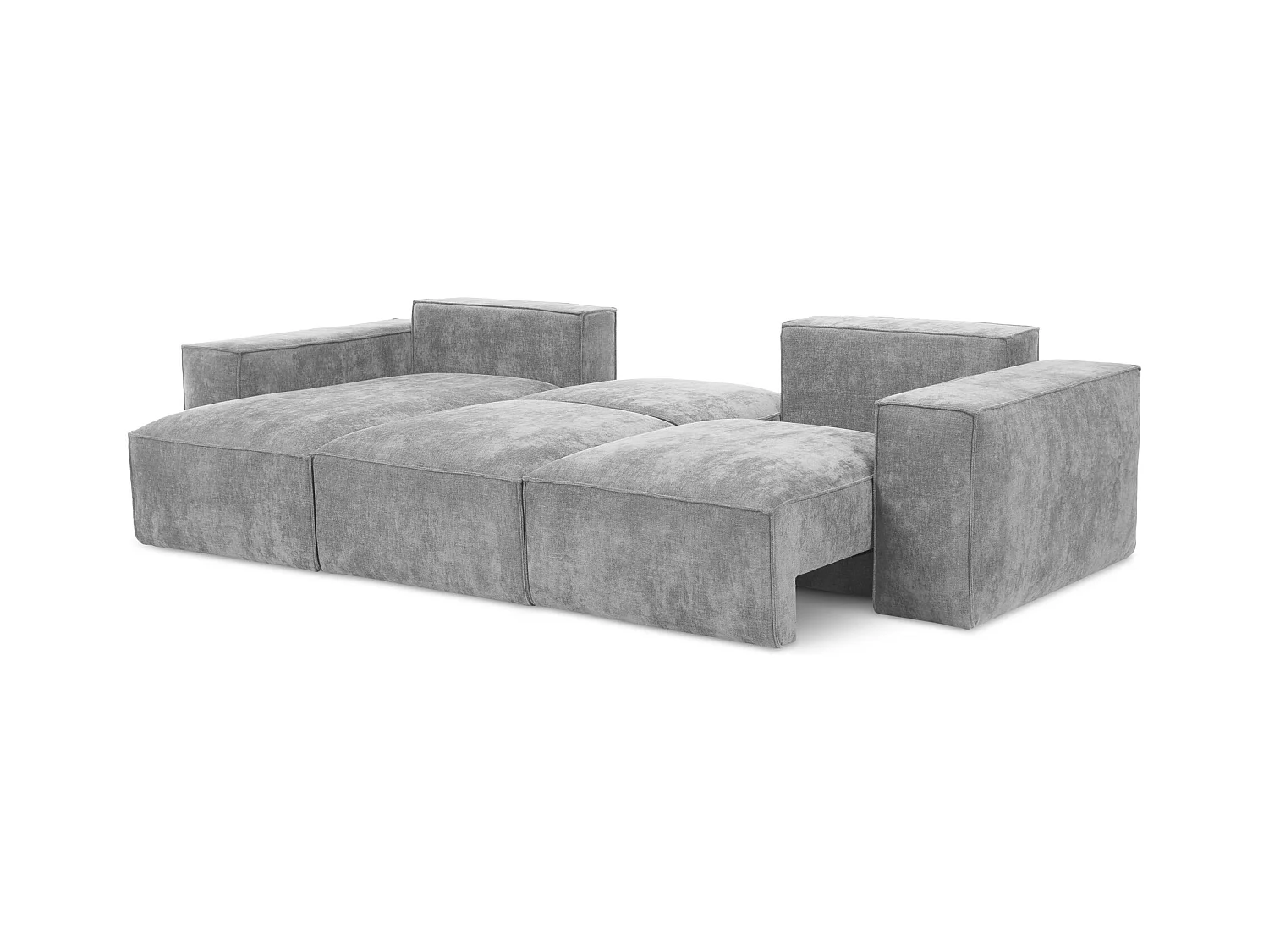 Canapé d’angle 3 places gauche convertible en tissu chenille - gris clair - HANA