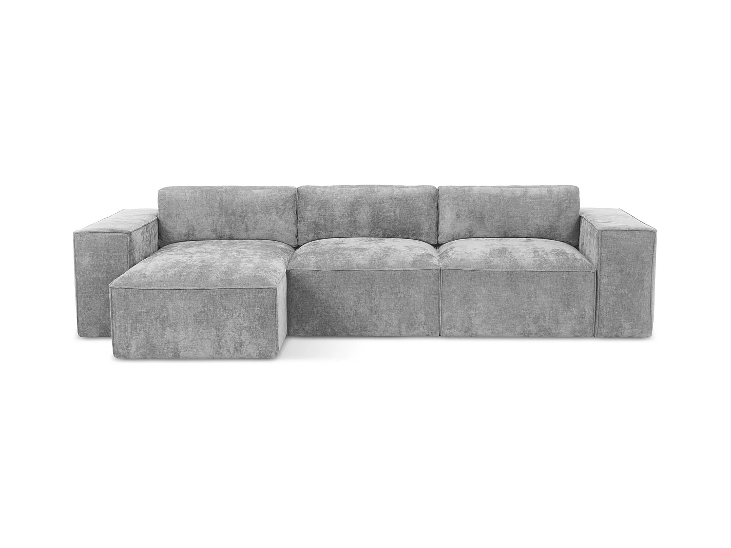 Canapé d’angle 3 places gauche convertible en tissu chenille - gris clair - HANA