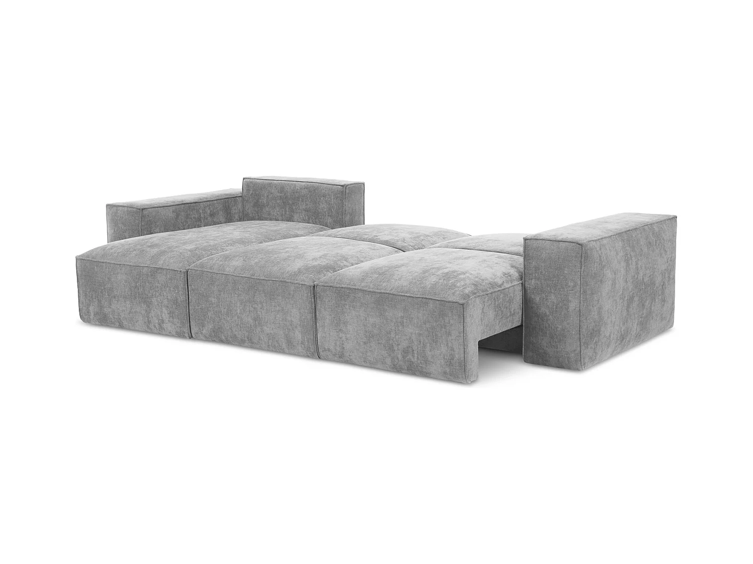 Canapé d’angle 3 places gauche convertible en tissu chenille - gris clair - HANA