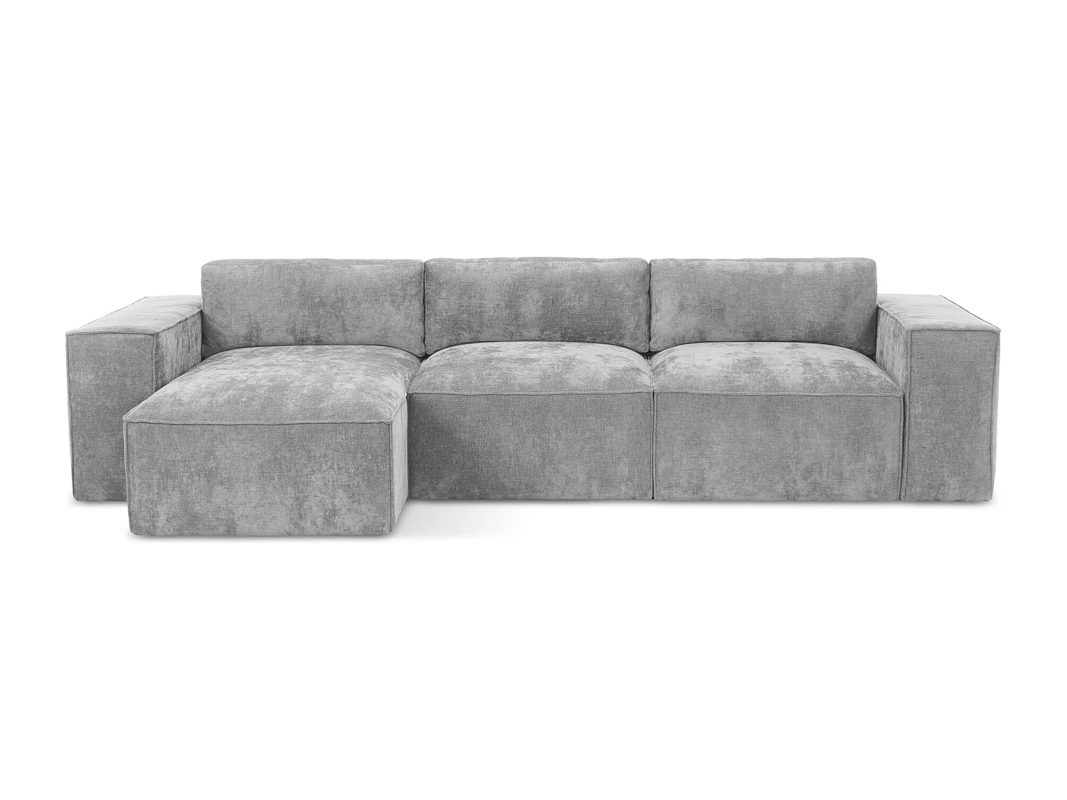 Canapé d’angle 3 places gauche convertible en tissu chenille - gris clair - HANA