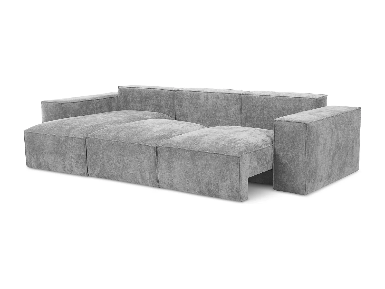 Canapé d’angle 3 places gauche convertible en tissu chenille - gris clair - HANA