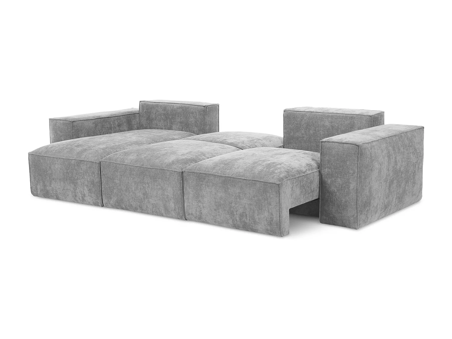 Canapé d’angle 3 places gauche convertible en tissu chenille - gris clair - HANA