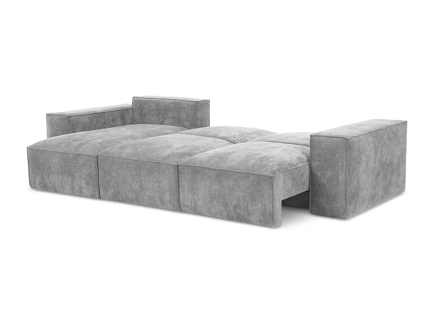 Canapé d’angle 3 places gauche convertible en tissu chenille - gris clair - HANA