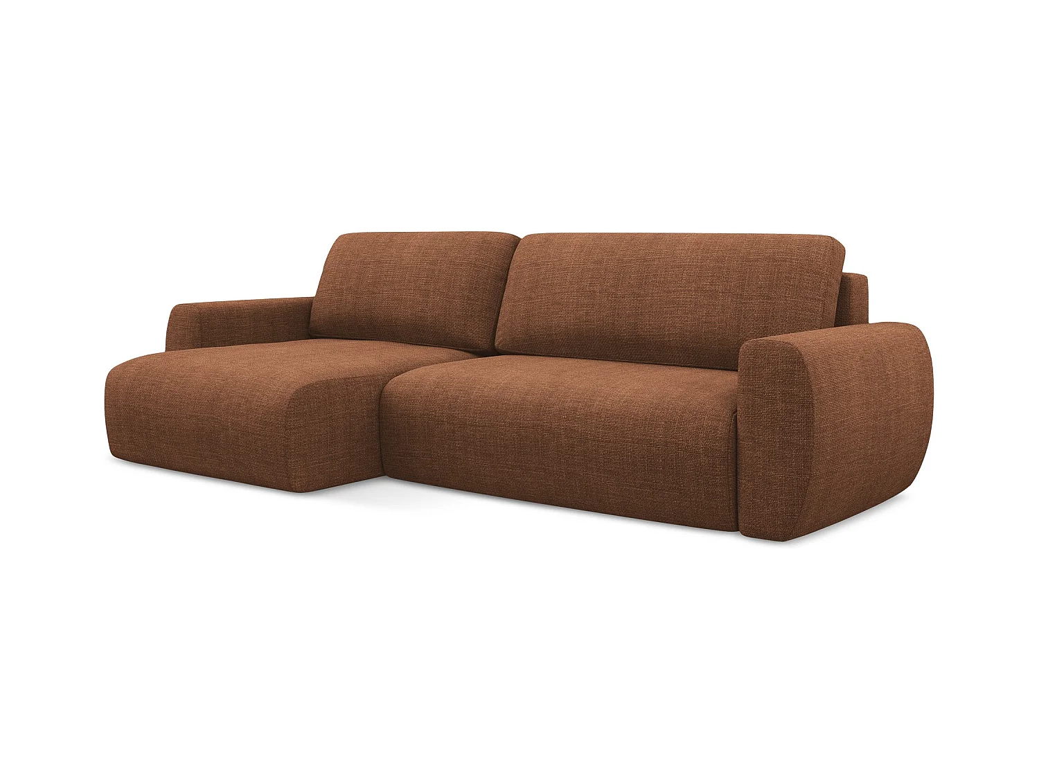 3-Sitzer Ecksofa mit Schlaffunktion - Ecke Links - Strukturstoff - Terrakotta - ANELA