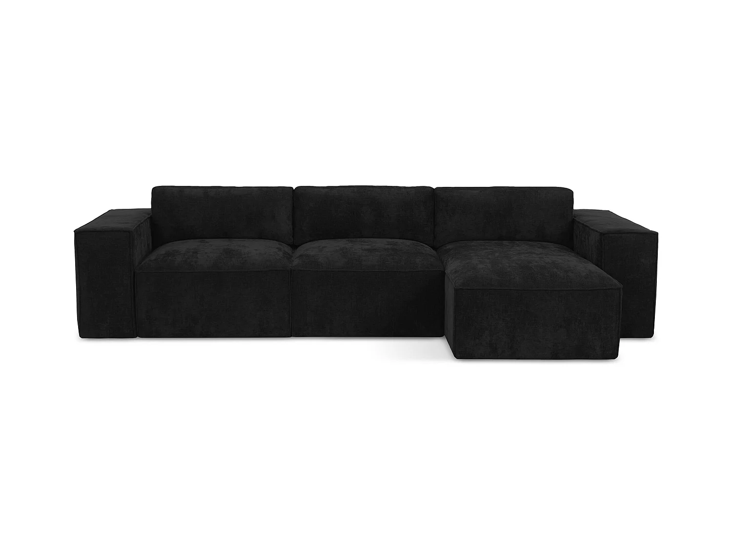 Canapé d'angle droit convertible en tissu chenille - noir - HANA