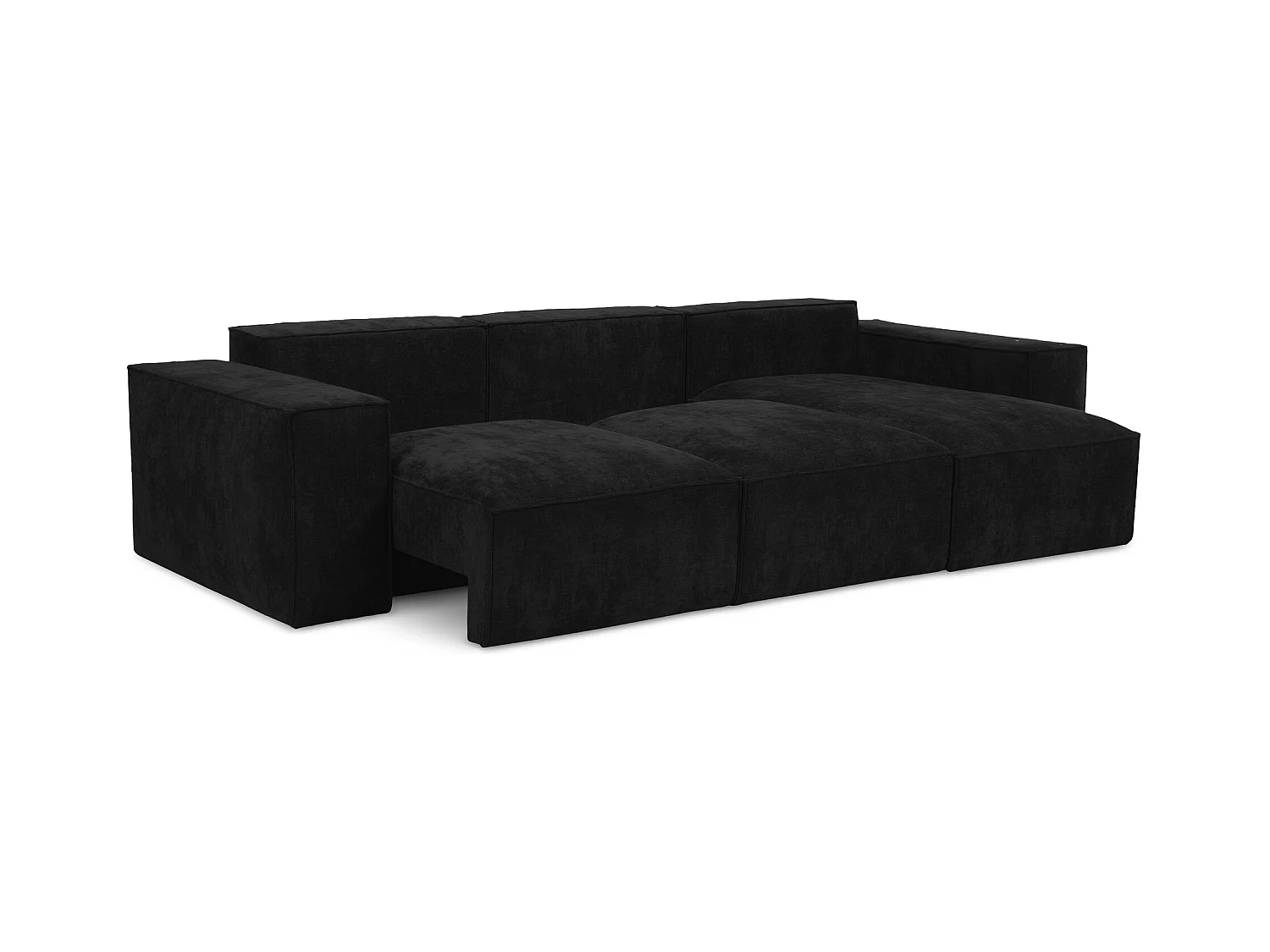 Canapé d'angle droit convertible en tissu chenille - noir - HANA