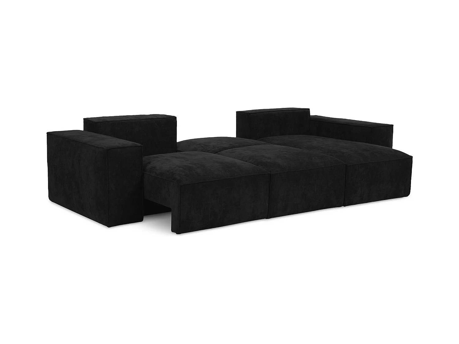 Canapé d'angle droit convertible en tissu chenille - noir - HANA