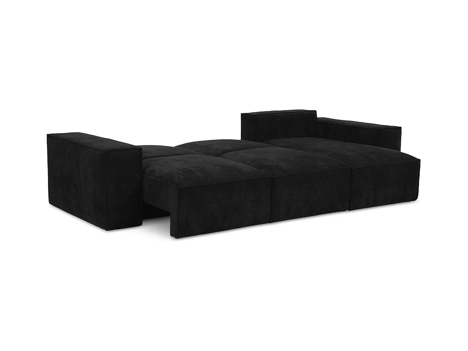Canapé d'angle droit convertible en tissu chenille - noir - HANA