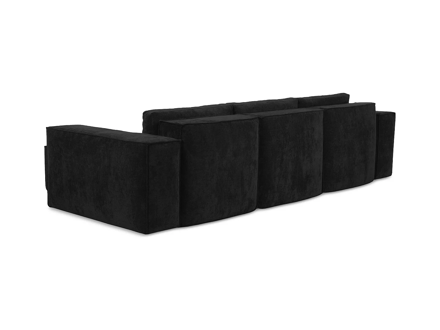 Canapé d'angle droit convertible en tissu chenille - noir - HANA