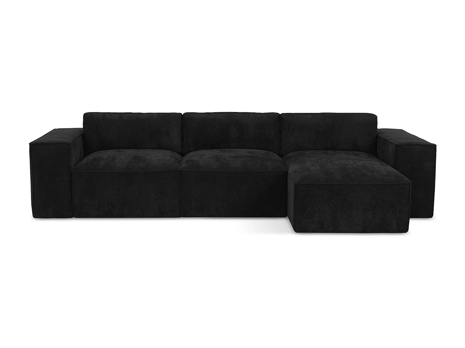 Canapé d'angle droit convertible en tissu chenille - noir - HANA