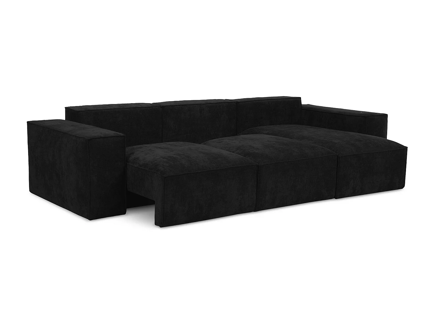 Canapé d'angle droit convertible en tissu chenille - noir - HANA