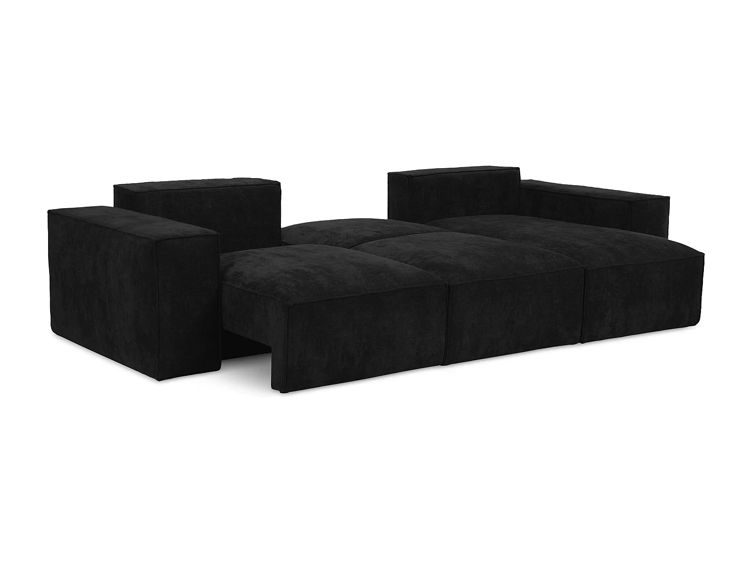 Canapé d'angle droit convertible en tissu chenille - noir - HANA