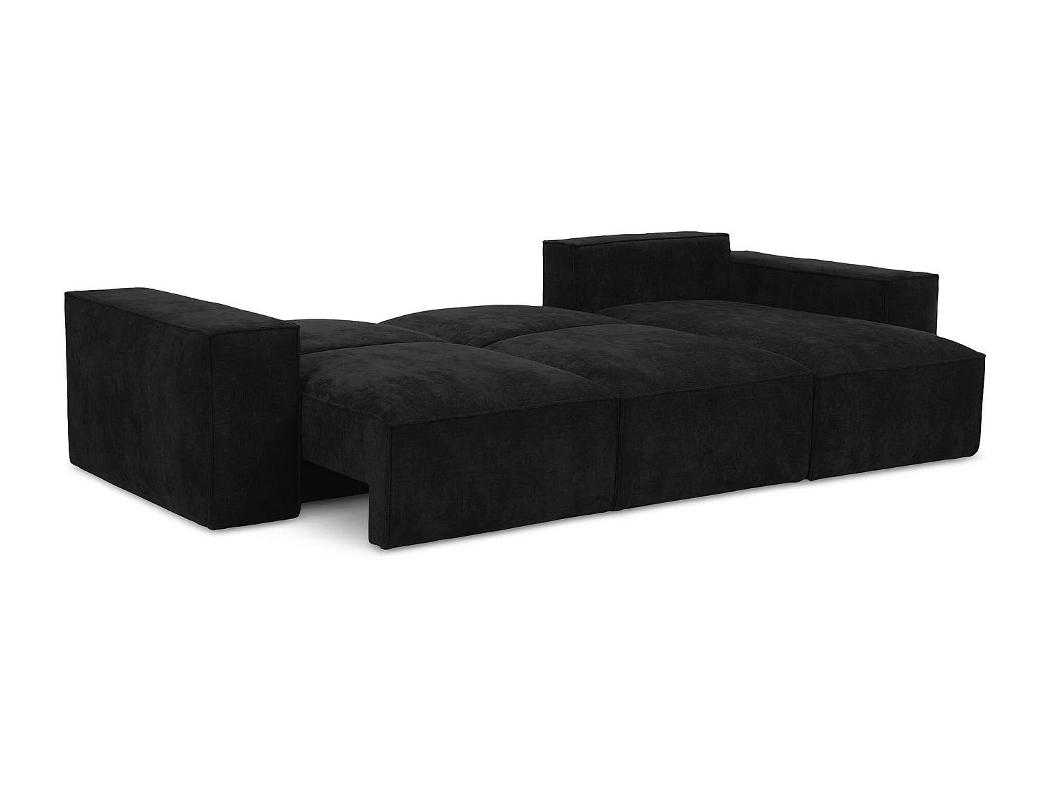 Canapé d'angle droit convertible en tissu chenille - noir - HANA