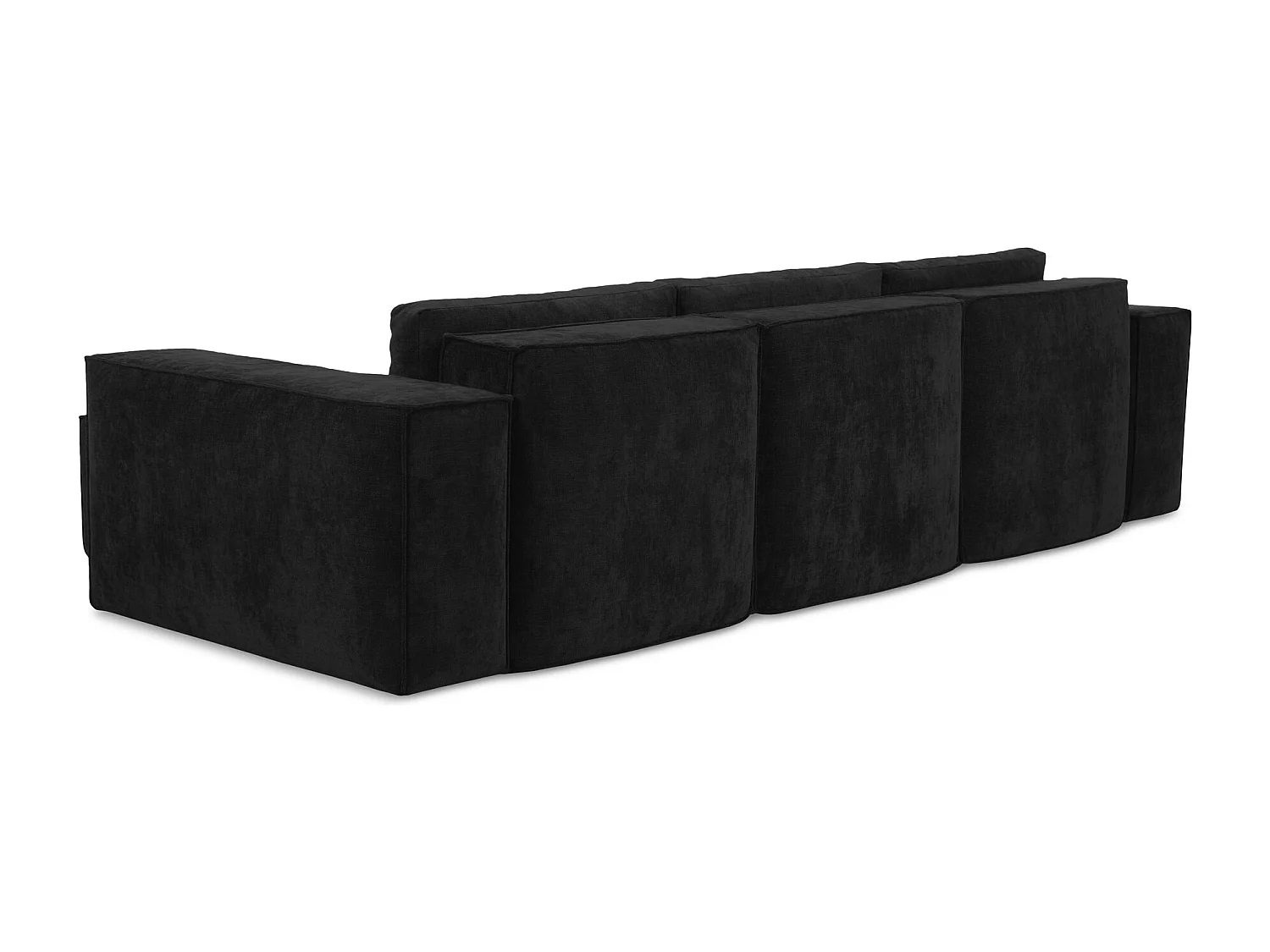 Canapé d'angle droit convertible en tissu chenille - noir - HANA