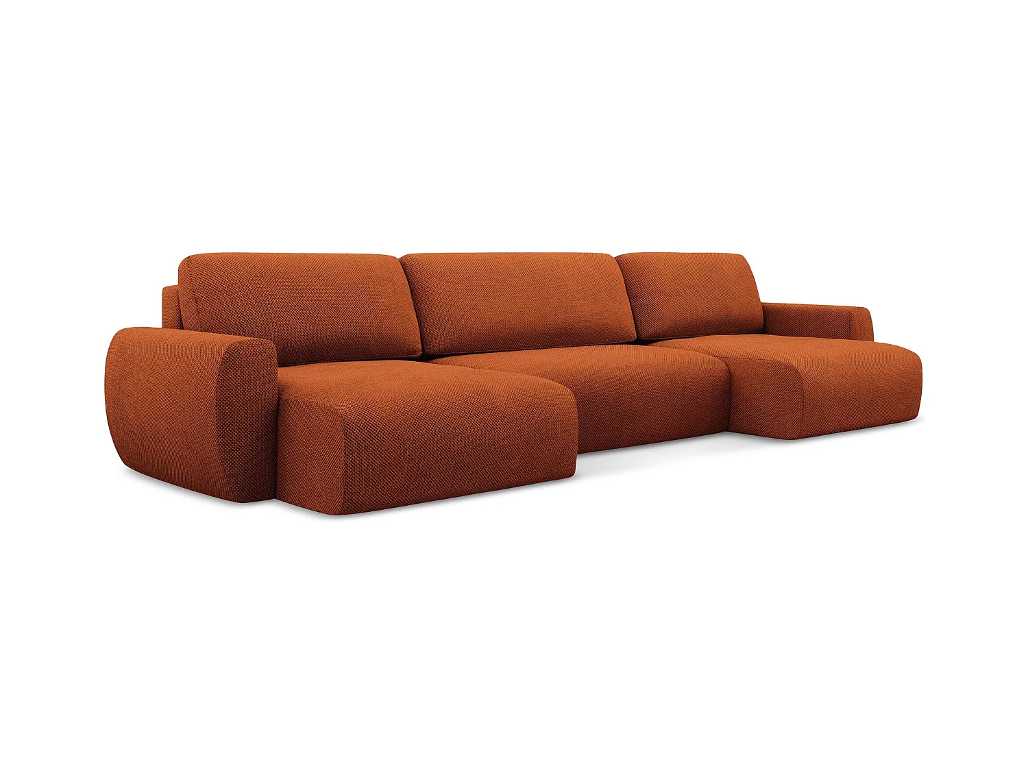 Wohnlandschaft mit Schlaffunktion - / - Chenille - Terrakotta - ANELA