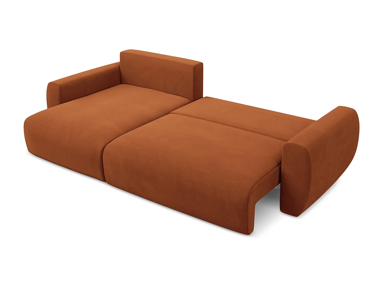 Narożnik lewostronny z funkcją spania - z tkaniny welwetowej - terakota - ANELA