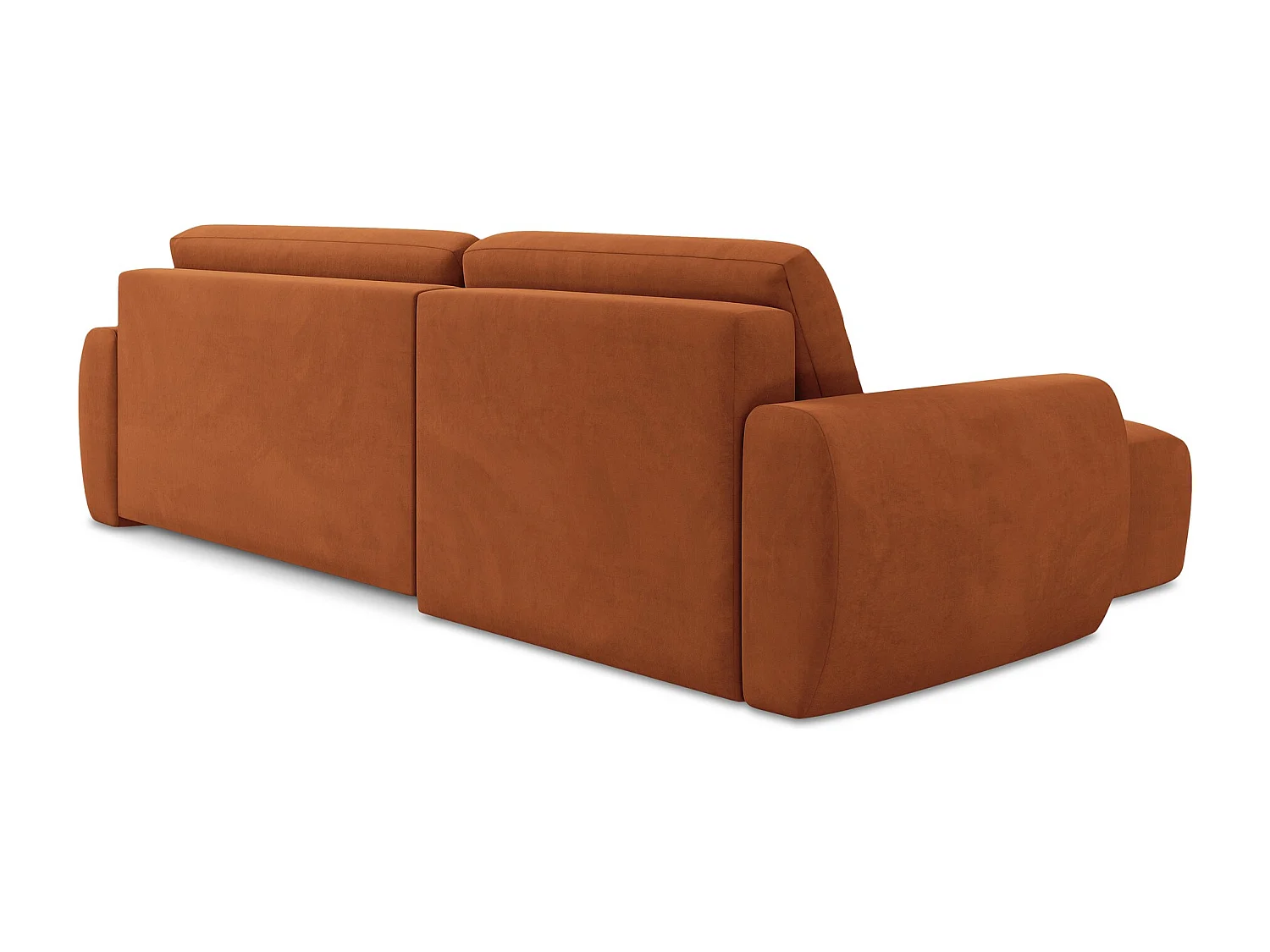 Narożnik lewostronny z funkcją spania - z tkaniny welwetowej - terakota - ANELA
