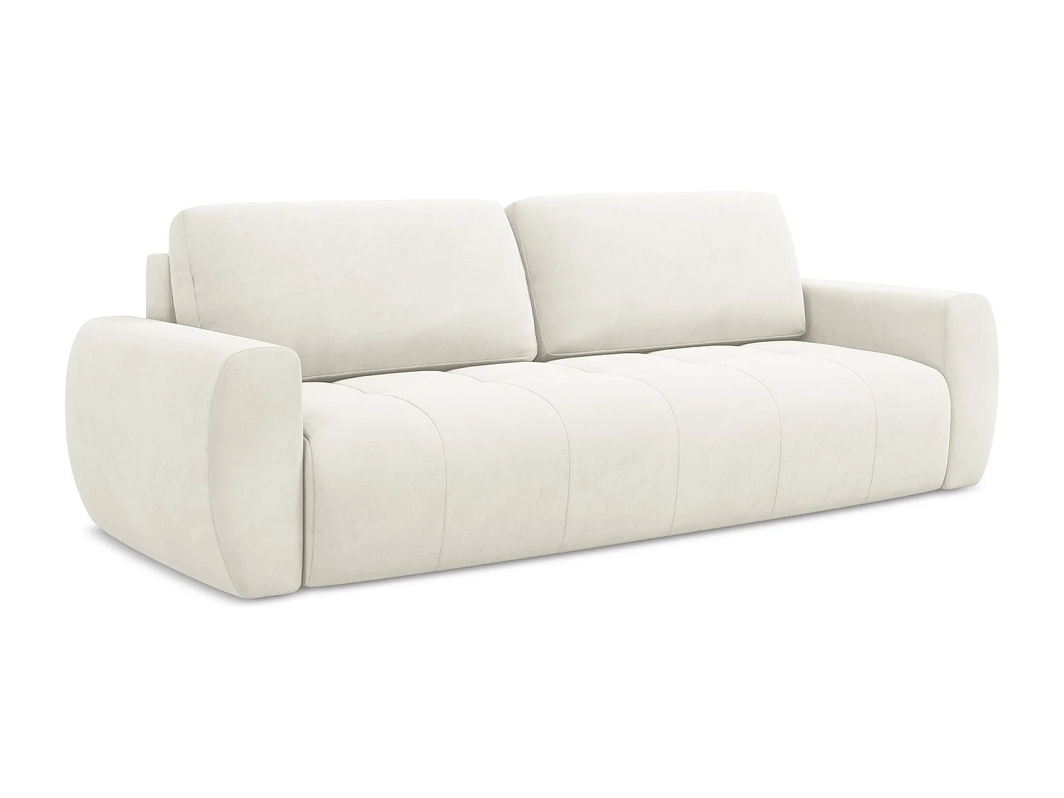 Canapé 3 places convertible en velours - beige clair - KIWI