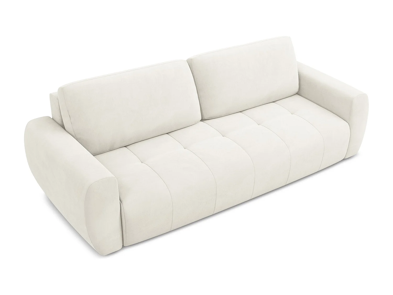 Canapé 3 places convertible en velours - beige clair - KIWI