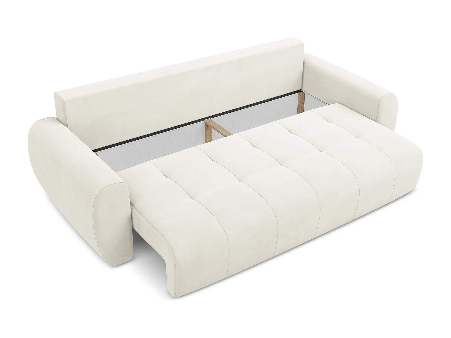 Canapé 3 places convertible en velours - beige clair - KIWI