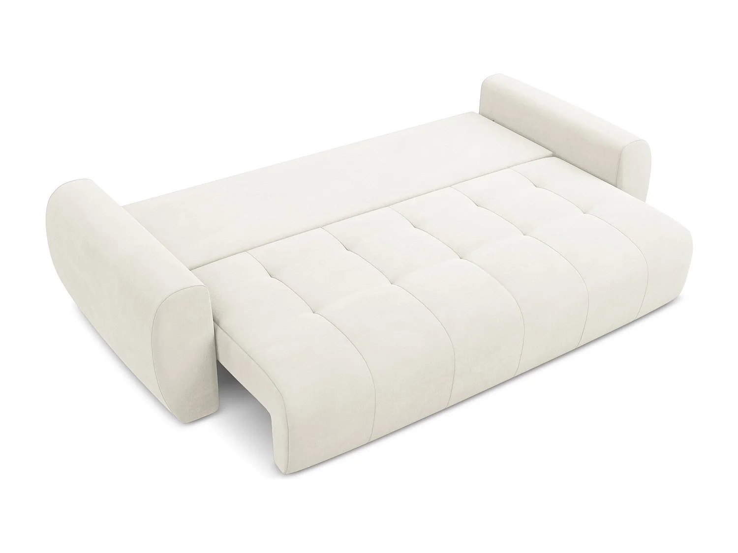 Canapé 3 places convertible en velours - beige clair - KIWI