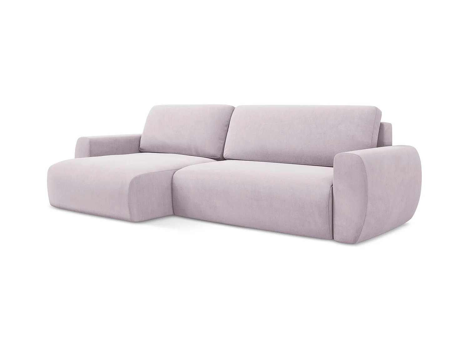 3-Sitzer Ecksofa mit Schlaffunktion - Ecke Links - Samt - Lavendel - ANELA