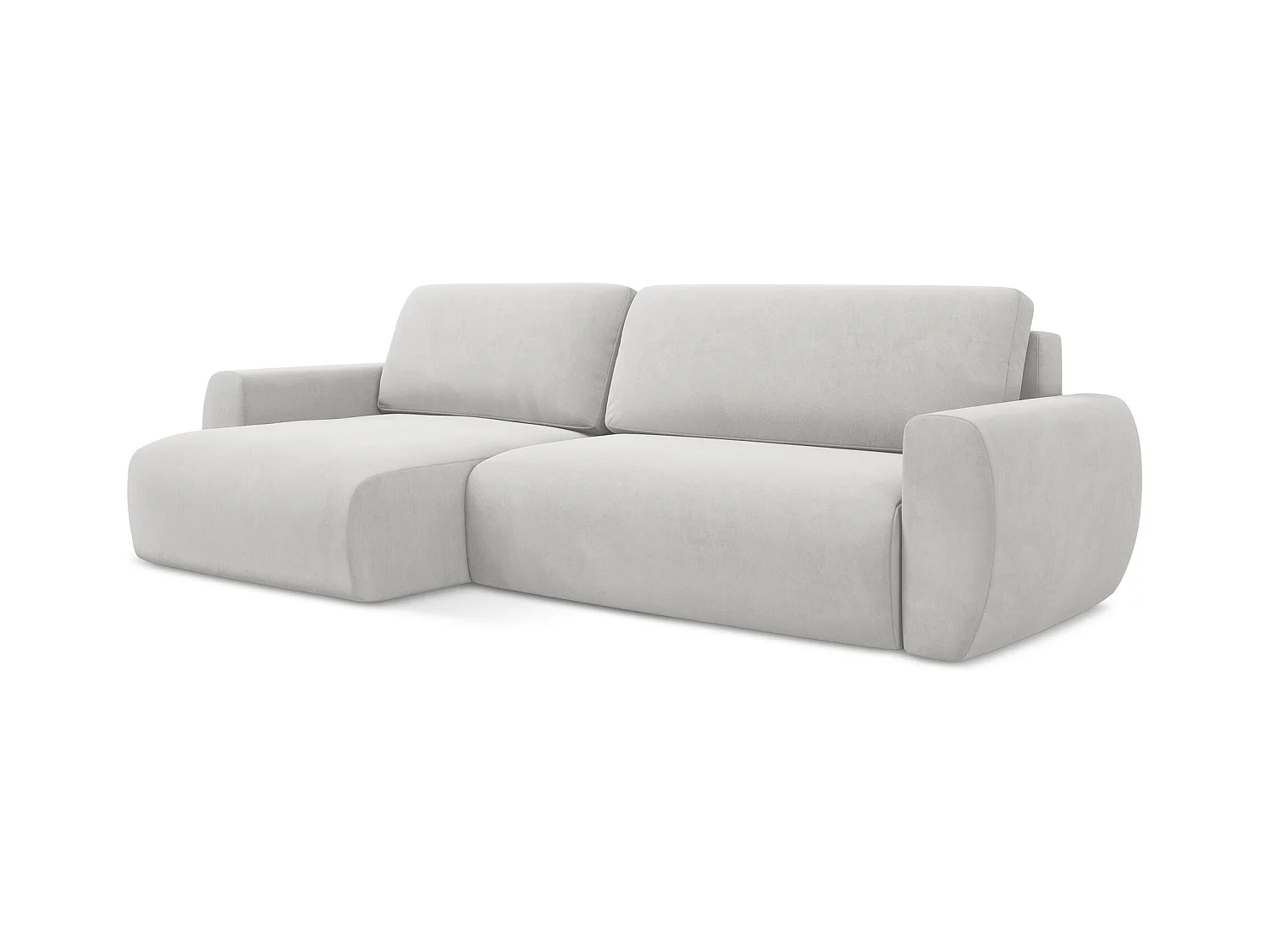 Canapé d’angle 3 places gauche convertible en velours - argent - ANELA