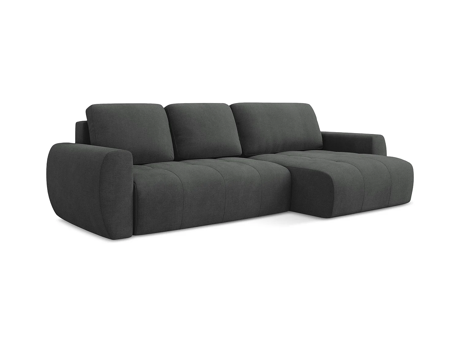 Canapé d'angle droit convertible en tissu texturé - gris - KIWI