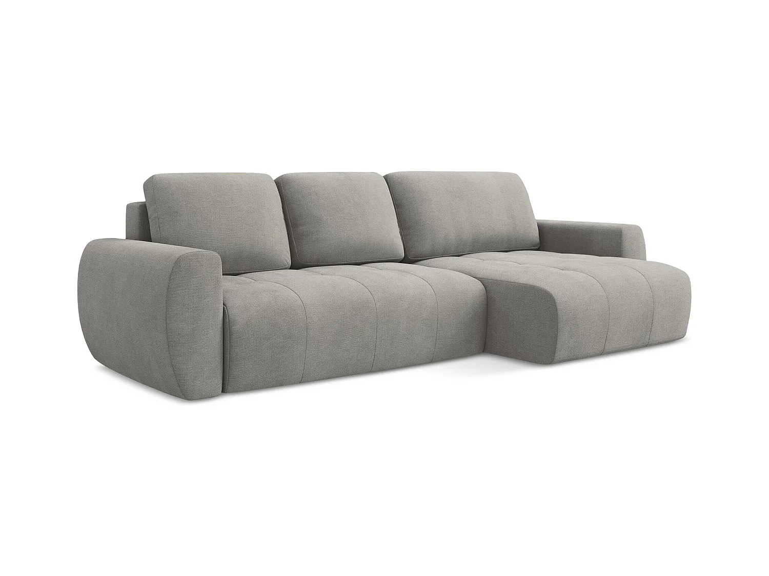 Ecksofa mit Schlaffunktion - Ecke Rechts - Strukturstoff - Graubeige - KIWI