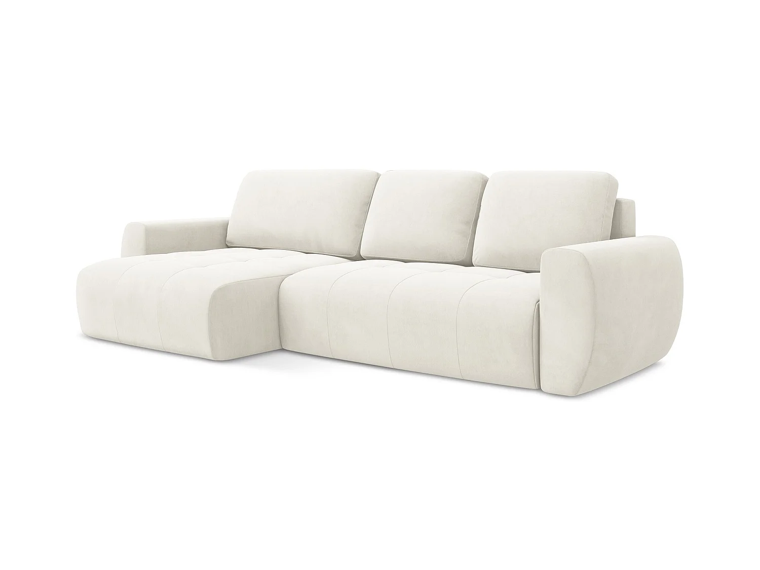 3-Sitzer Ecksofa mit Schlaffunktion - Ecke Links - Samt - Hell beige - KIWI