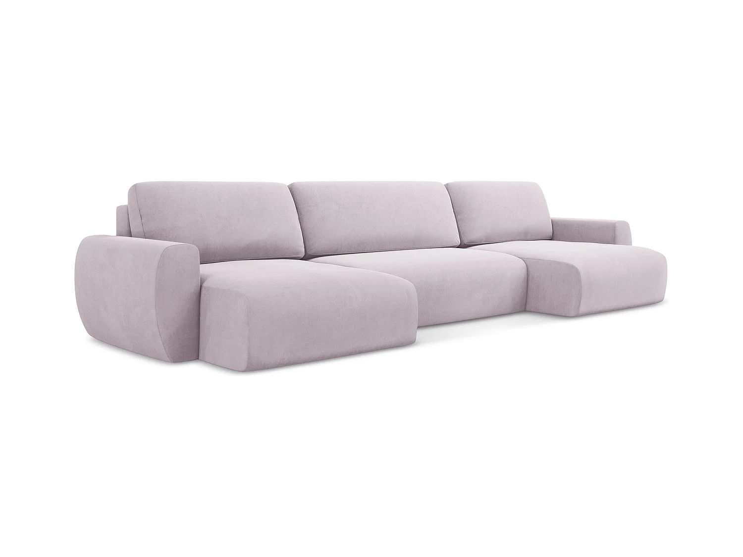 Wohnlandschaft mit Schlaffunktion - / - Samt - Lavendel - ANELA