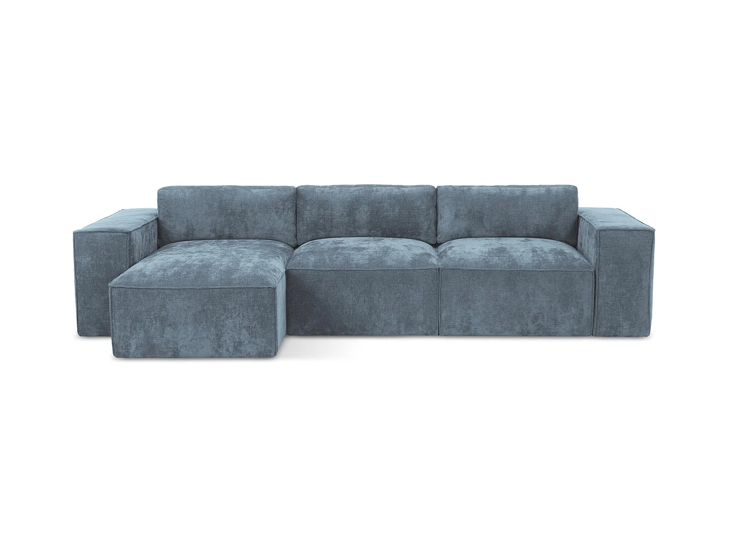 Canapé d’angle 3 places gauche convertible en tissu chenille - jeans - HANA