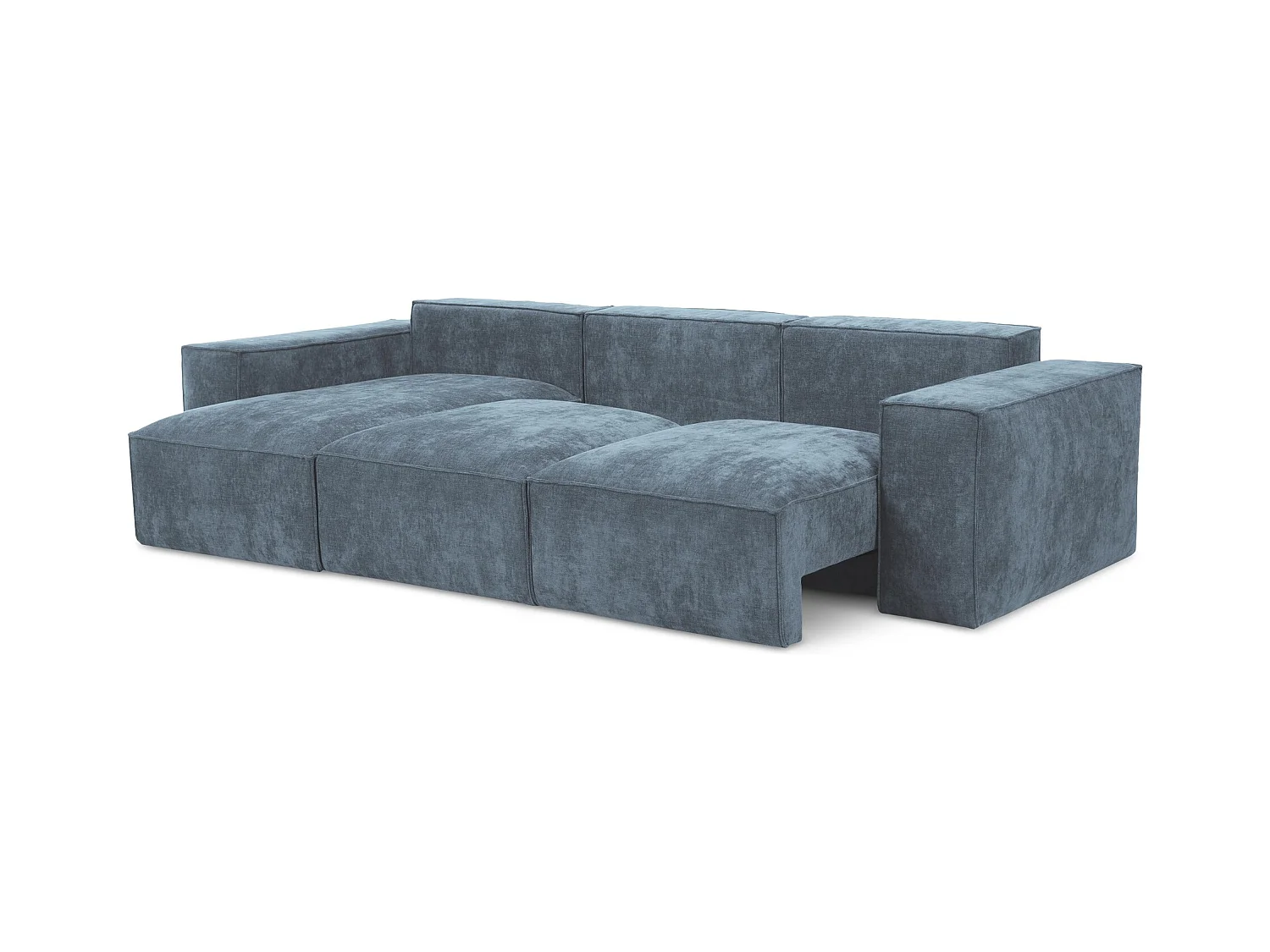 Canapé d’angle 3 places gauche convertible en tissu chenille - jeans - HANA