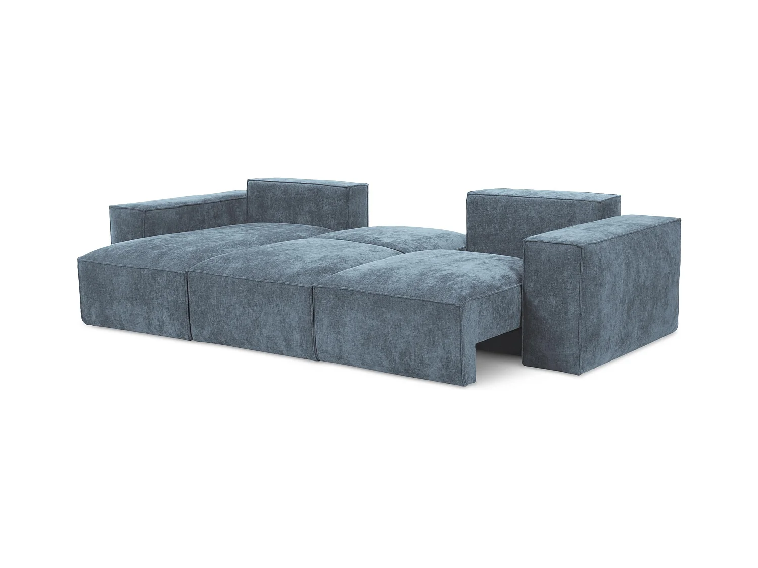 Canapé d’angle 3 places gauche convertible en tissu chenille - jeans - HANA