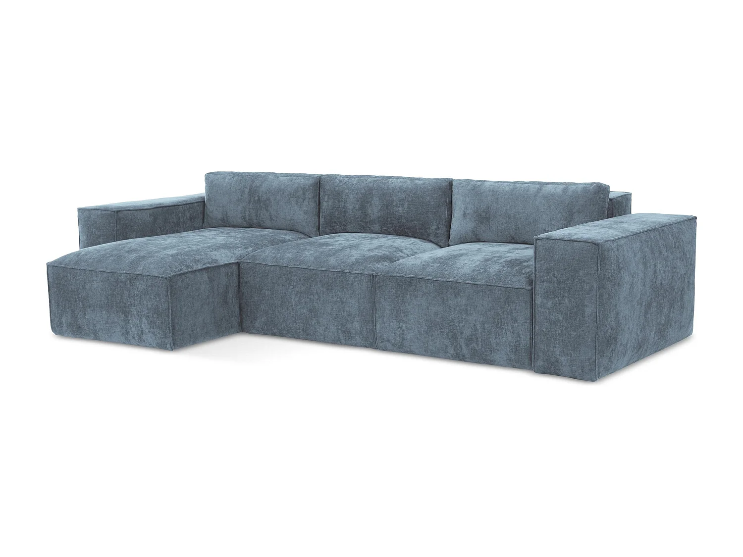 Canapé d’angle 3 places gauche convertible en tissu chenille - jeans - HANA