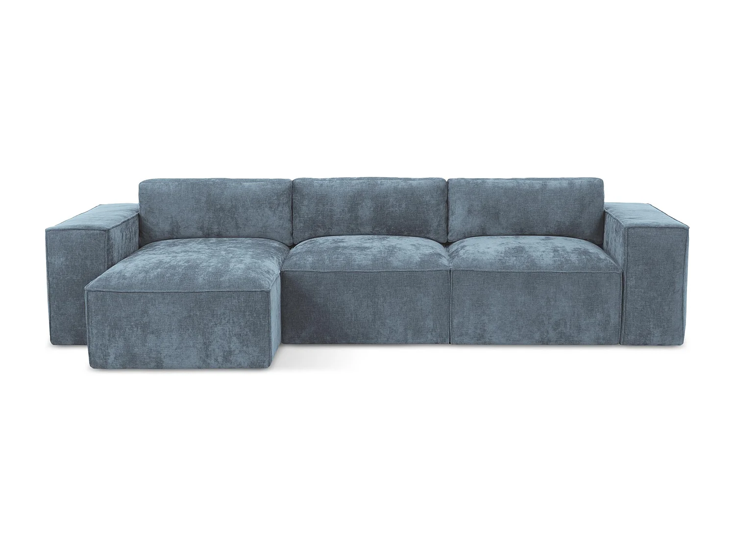 Canapé d’angle 3 places gauche convertible en tissu chenille - jeans - HANA