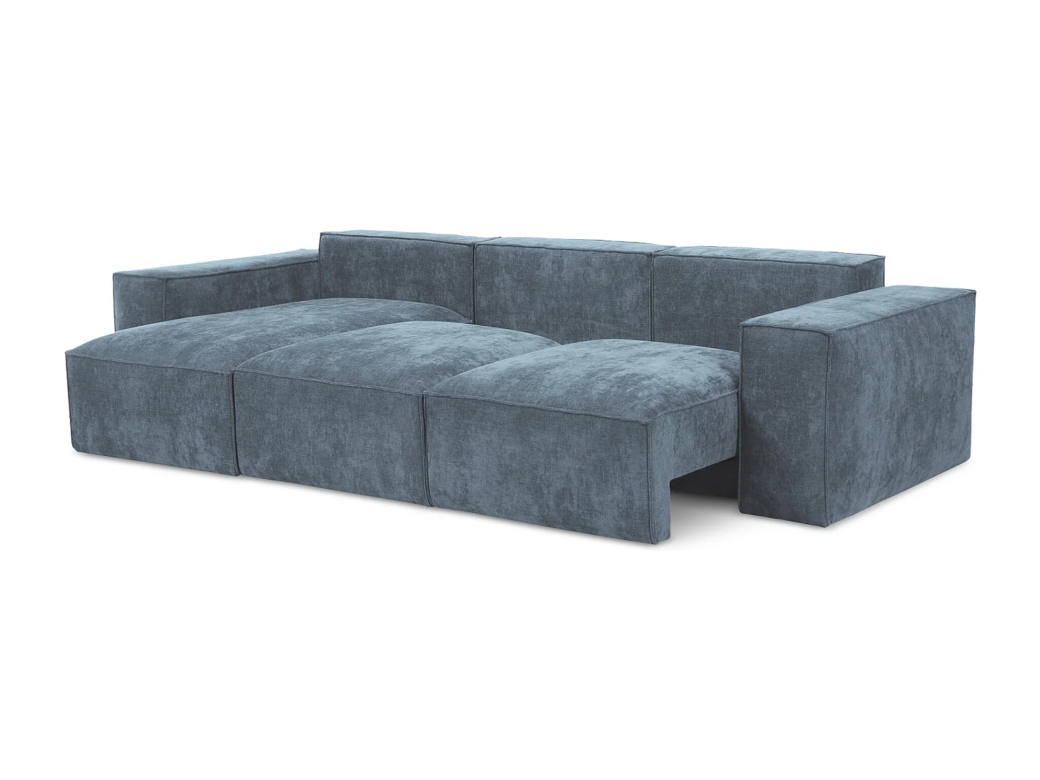 Canapé d’angle 3 places gauche convertible en tissu chenille - jeans - HANA