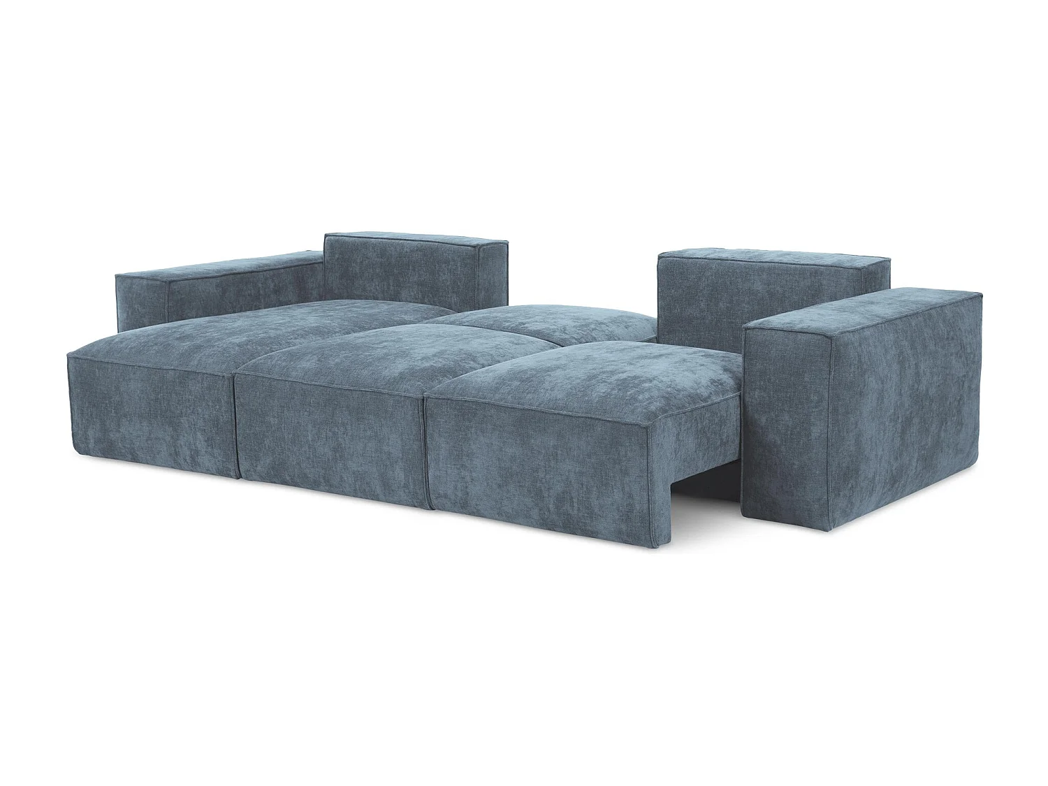 Canapé d’angle 3 places gauche convertible en tissu chenille - jeans - HANA