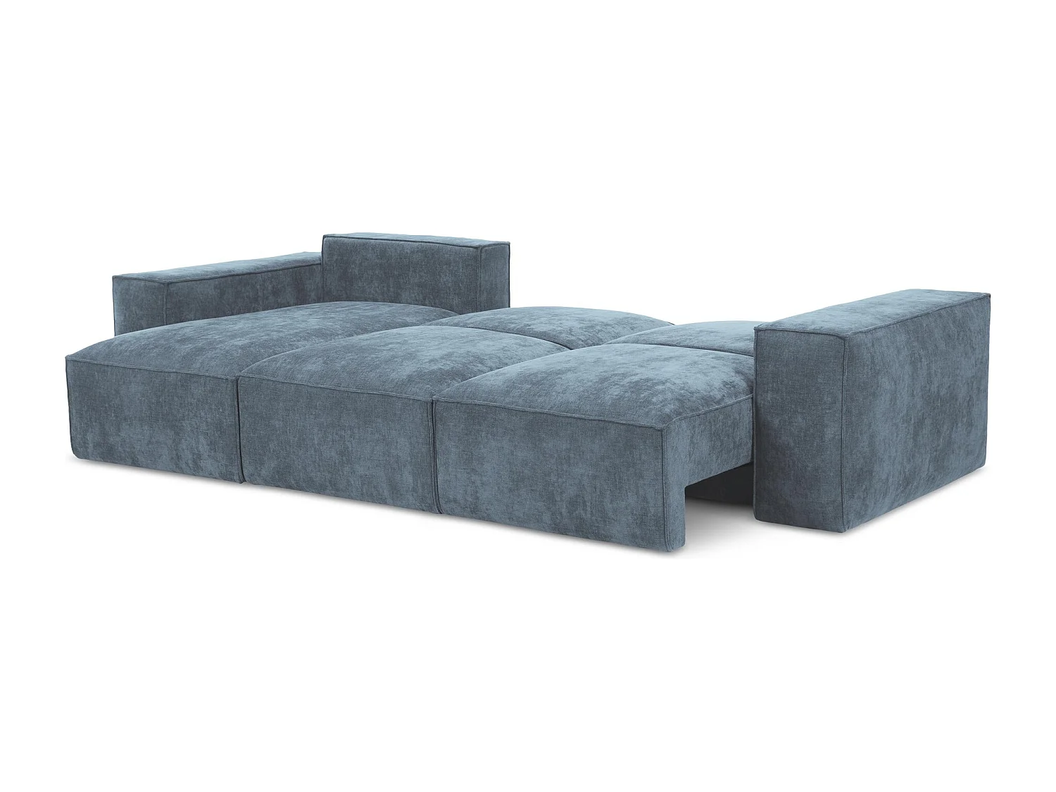 Canapé d’angle 3 places gauche convertible en tissu chenille - jeans - HANA