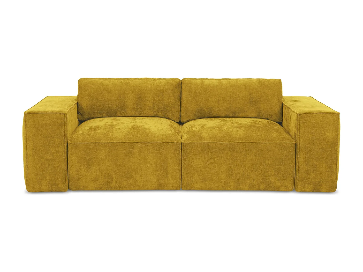 Canapé 2 places convertible en tissu chenille - moutarde - HANA