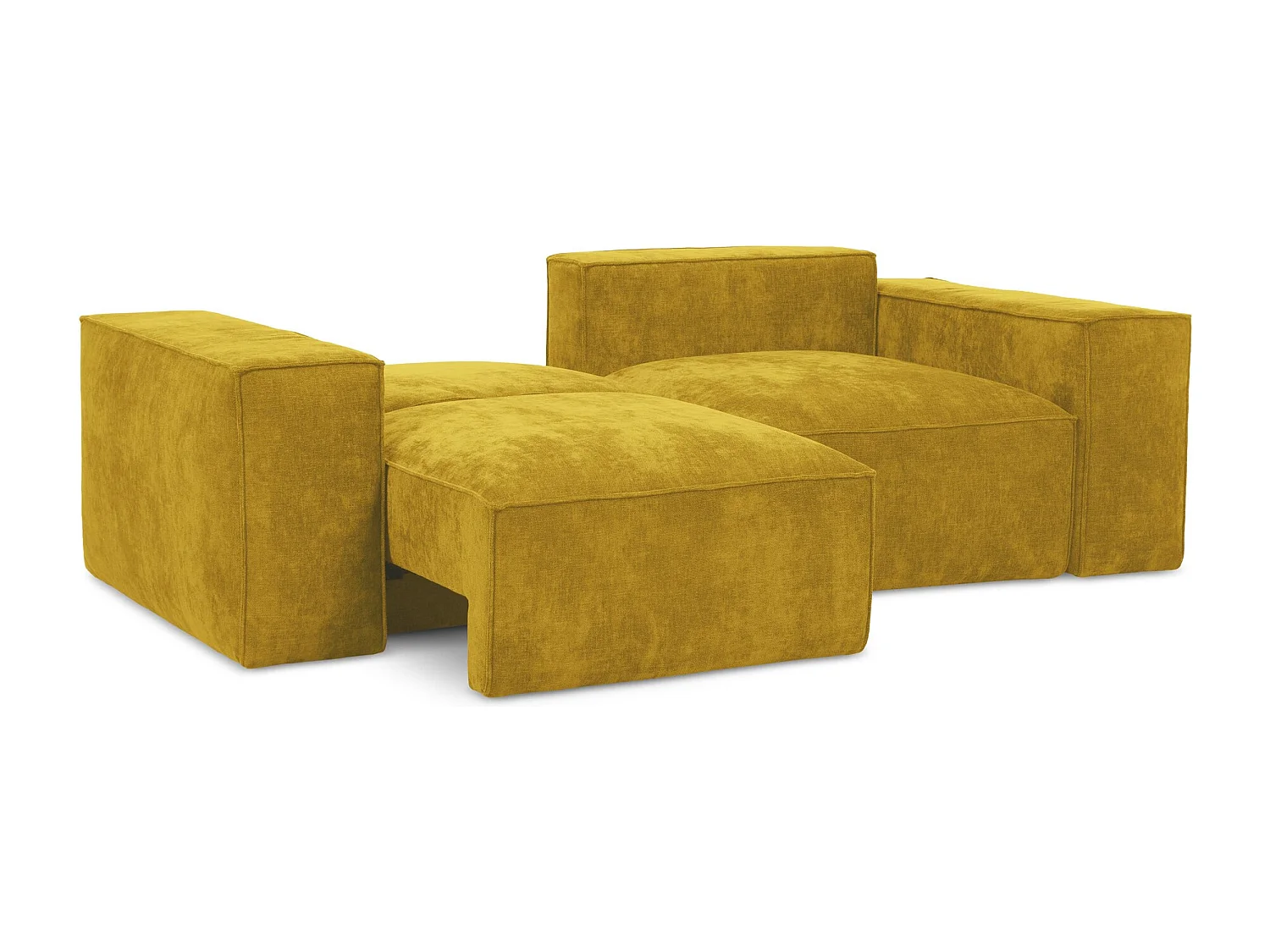 Canapé 2 places convertible en tissu chenille - moutarde - HANA