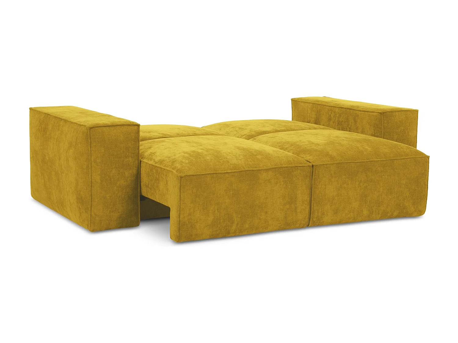 Canapé 2 places convertible en tissu chenille - moutarde - HANA