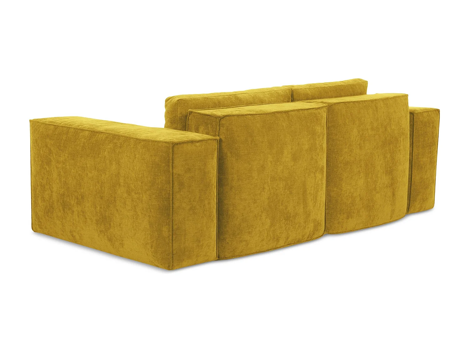 Canapé 2 places convertible en tissu chenille - moutarde - HANA