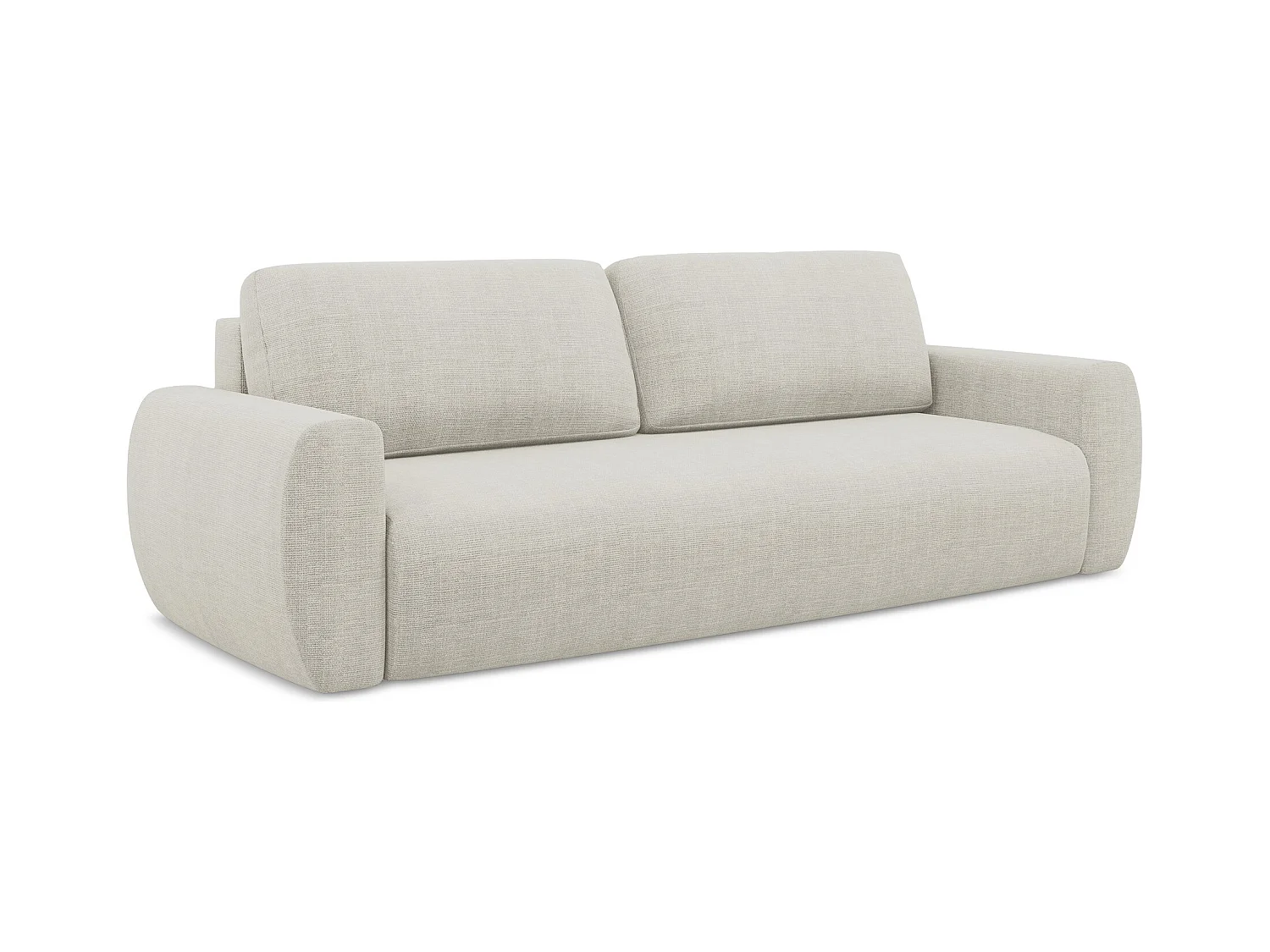 3-Sitzer Sofa mit Schlaffunktion - - Strukturstoff - Hell beige - ANELA