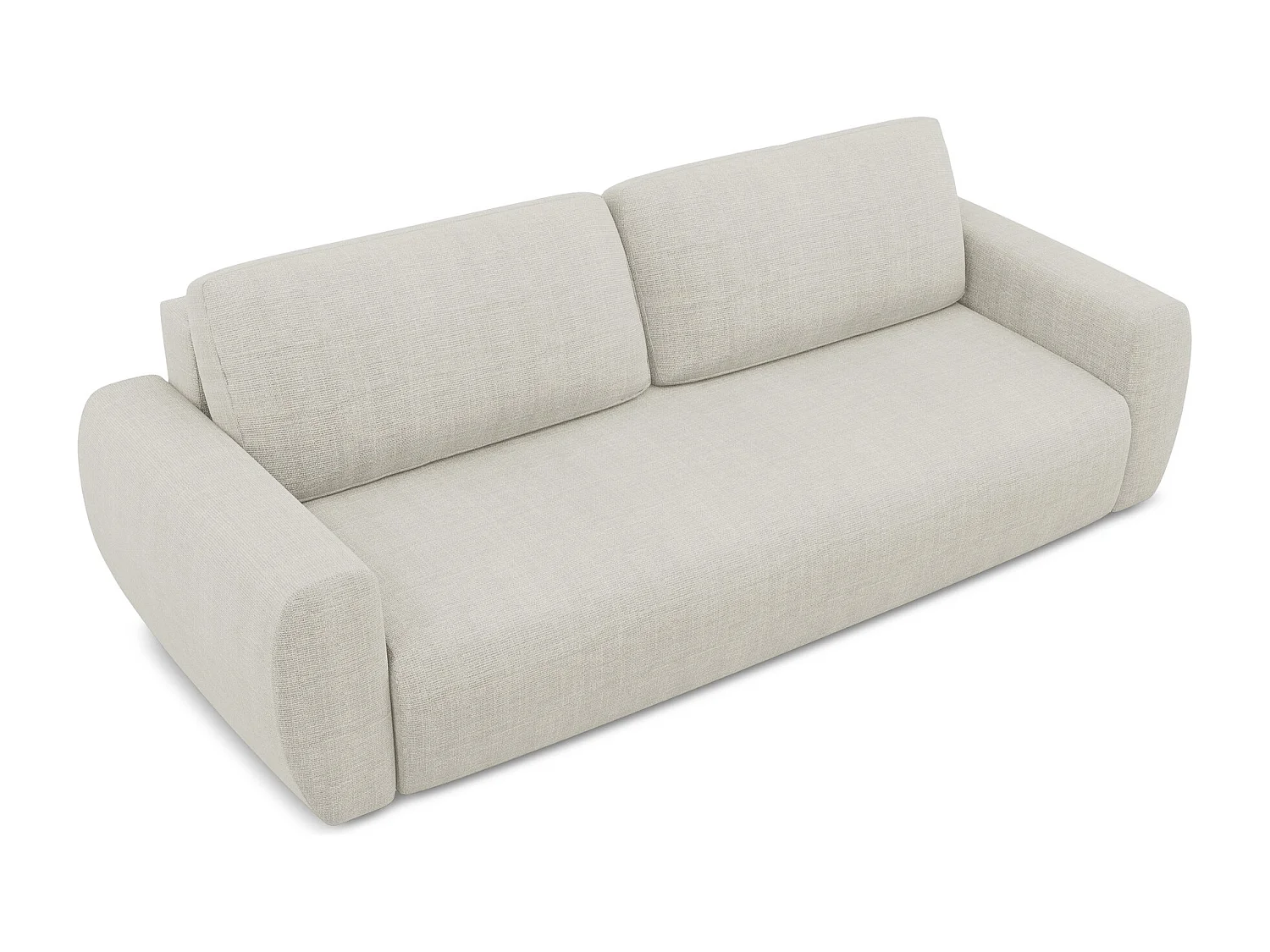 Driezits-slaapbank van lichtbeige textuurstof - ANELA