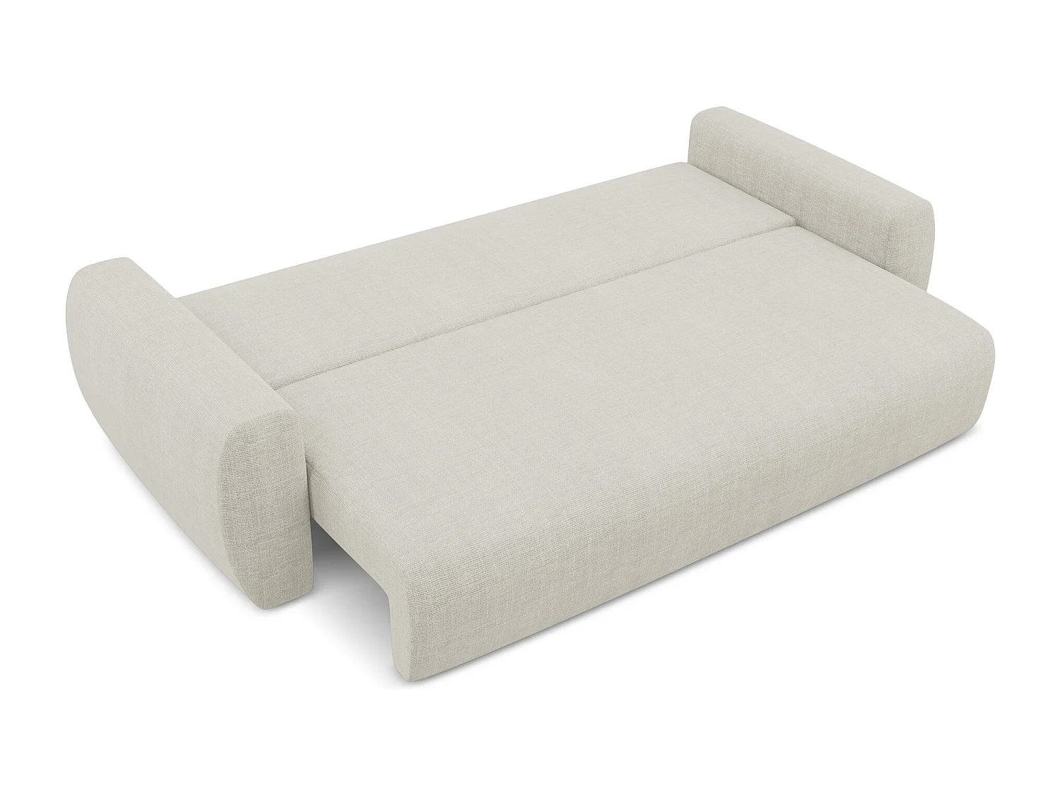 Driezits-slaapbank van lichtbeige textuurstof - ANELA