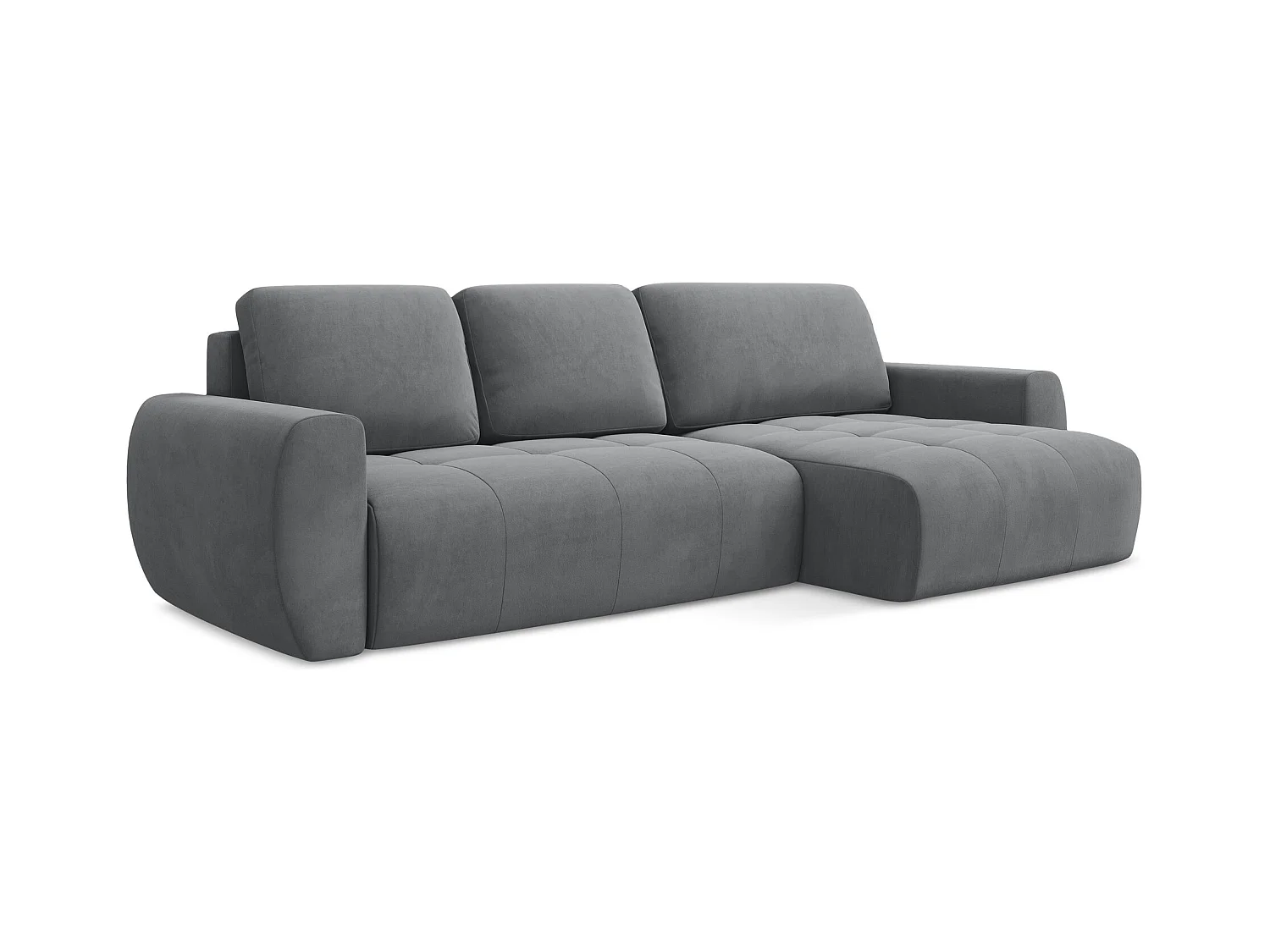 Ecksofa mit Schlaffunktion - Ecke Rechts - Samt - Stahl - KIWI